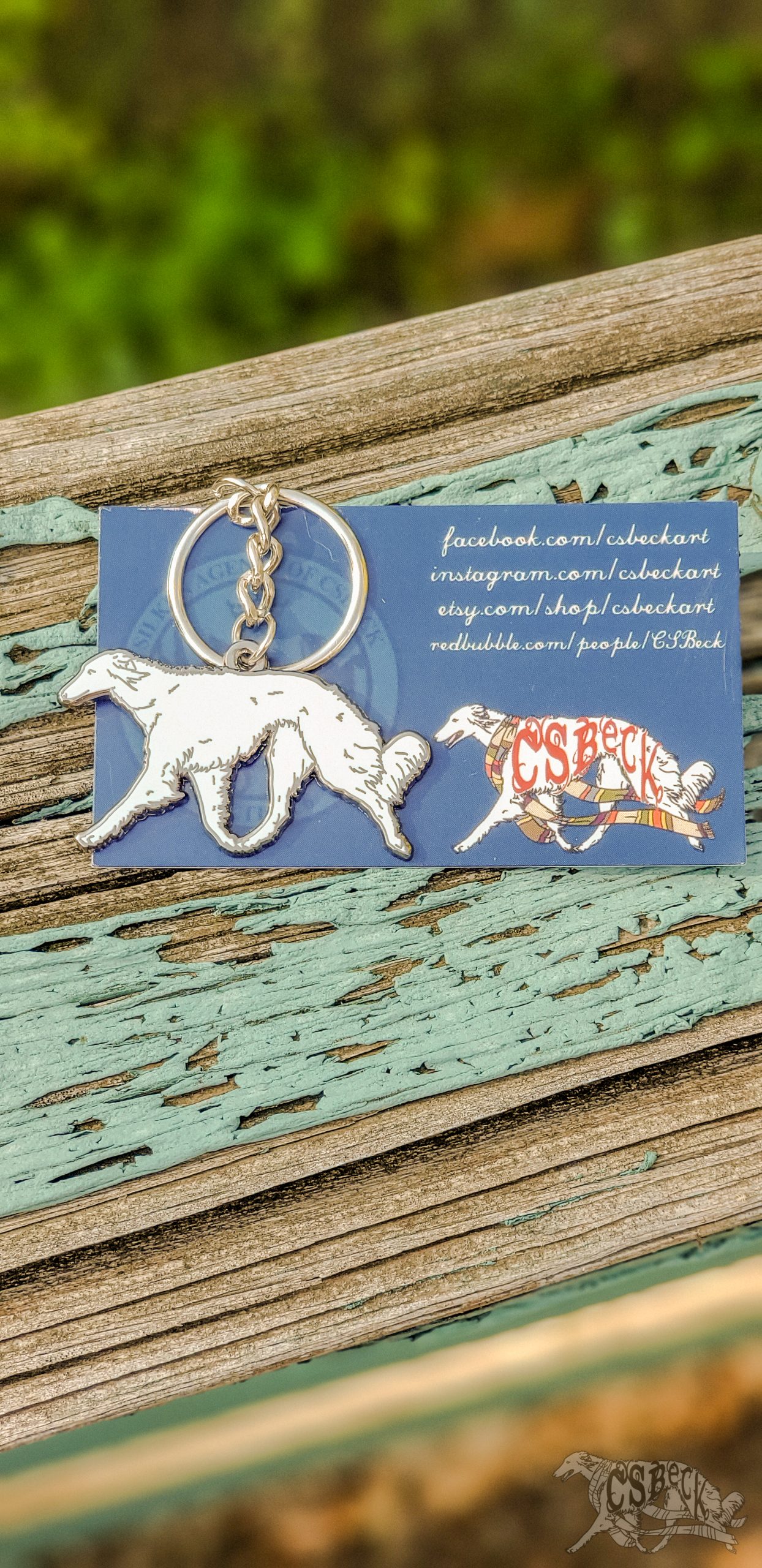 an enameled Silken Windhound keychain I designed and had made to sell