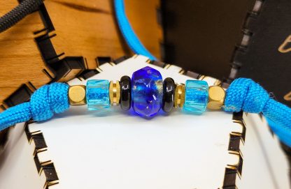 Black, Blue, and Brass Paracord Show Lead with Collar for Toy Dog/Puppy - Image 2