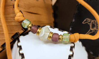 Apricot, Plum, Pale Green, and Brass Paracord Show Lead with Collar - Image 2