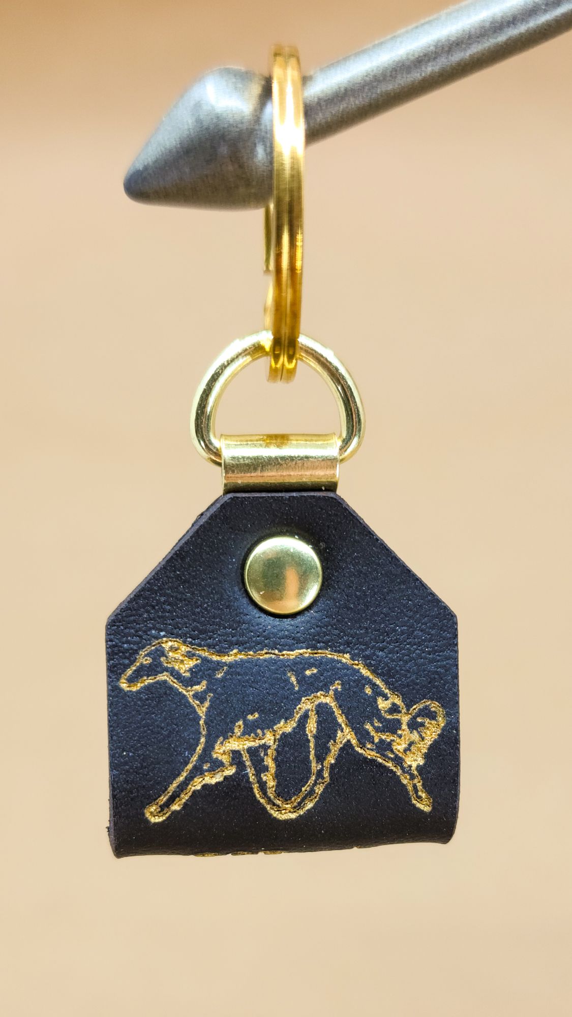 Black and Gold/Brass Gaiting Silken Windhound Keychain