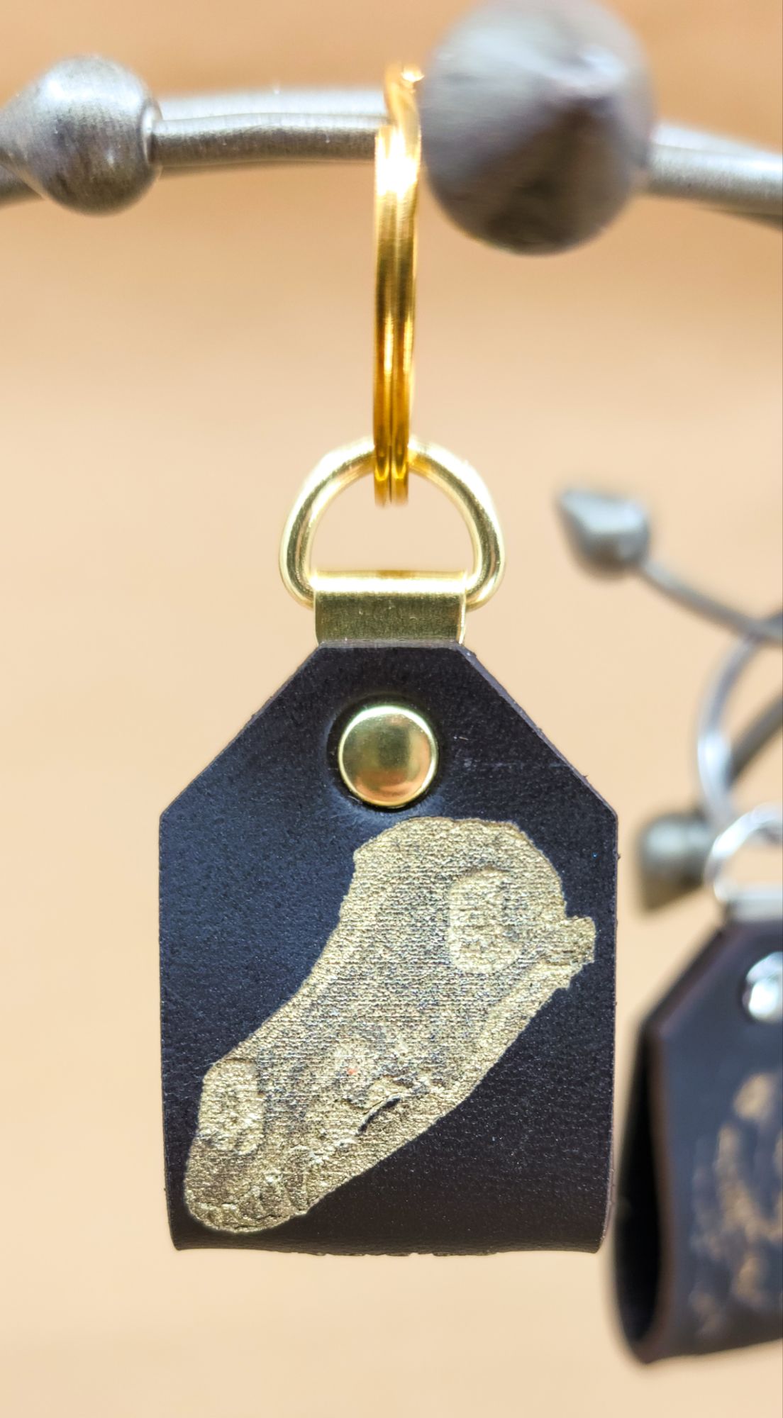 Black, Brass, and Gold Borzoi Skull Keychain - Image 2