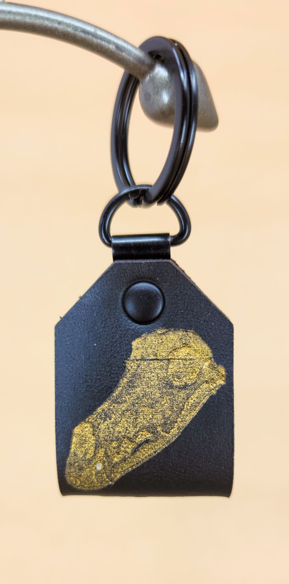 Black and Gold Borzoi Skull Keychain