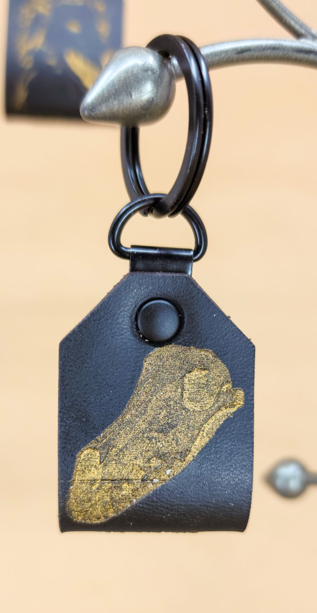 Black and Gold Borzoi Skull Keychain - Image 2