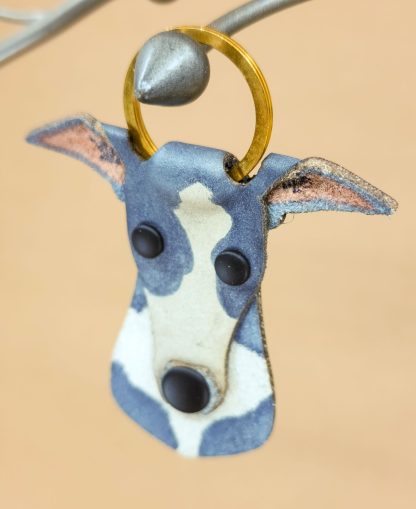 Leather Blue Irish Marked Greyhound/Whippet Keychain - Image 2