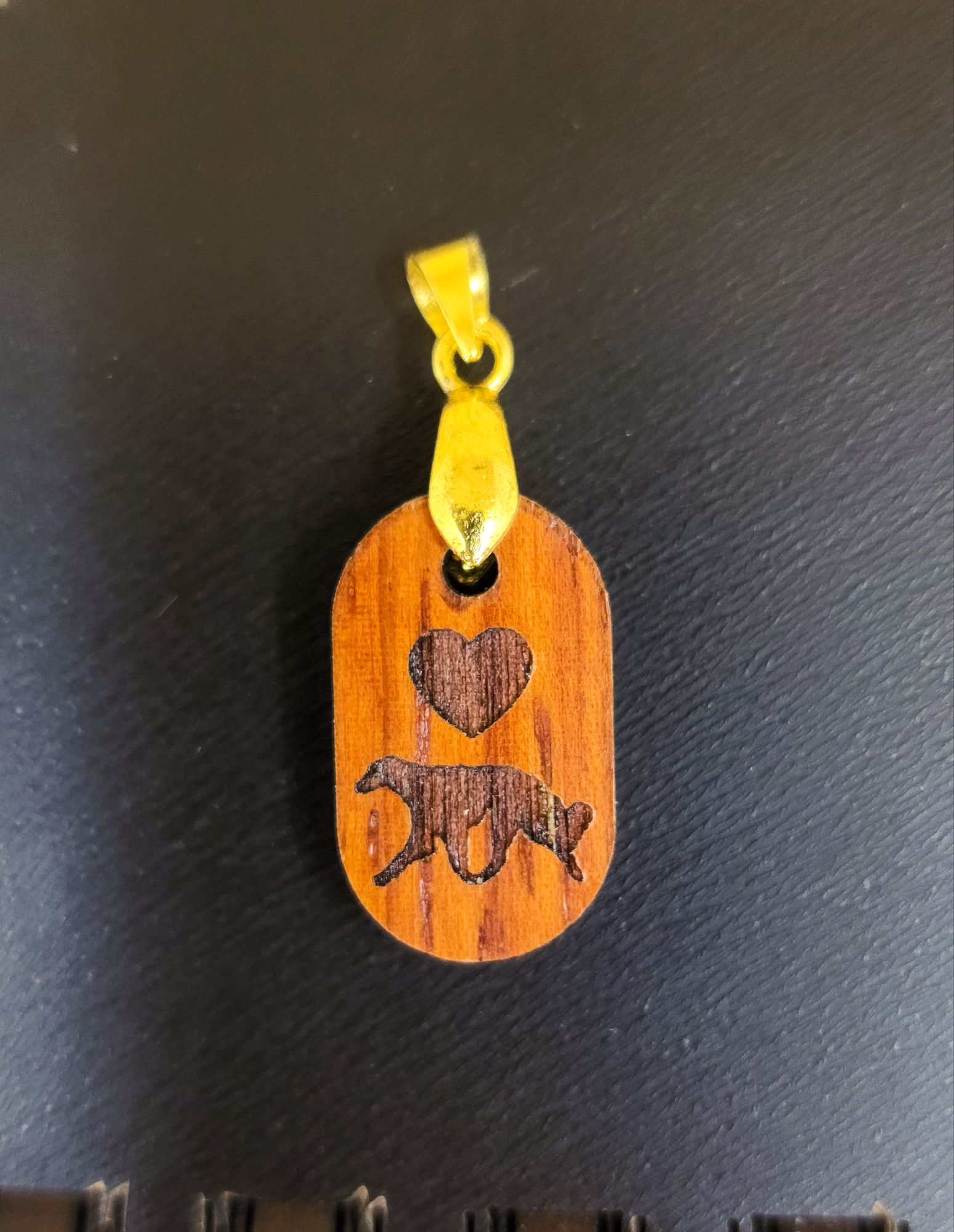 Small Oval Silken Windhound Padauk Pendant