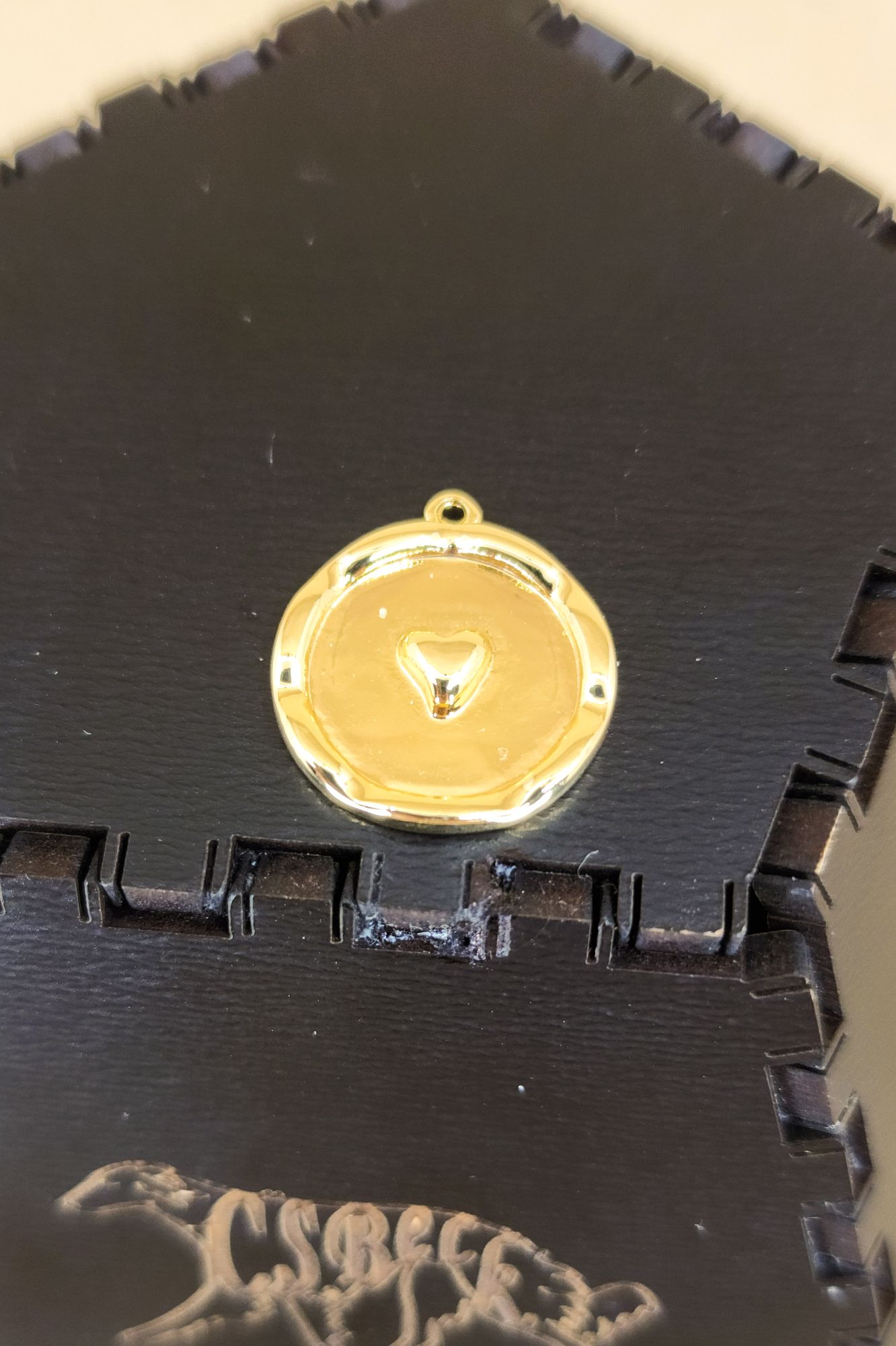 Gold Whimsical Wildflower Windhound Heart Pendant - Image 4