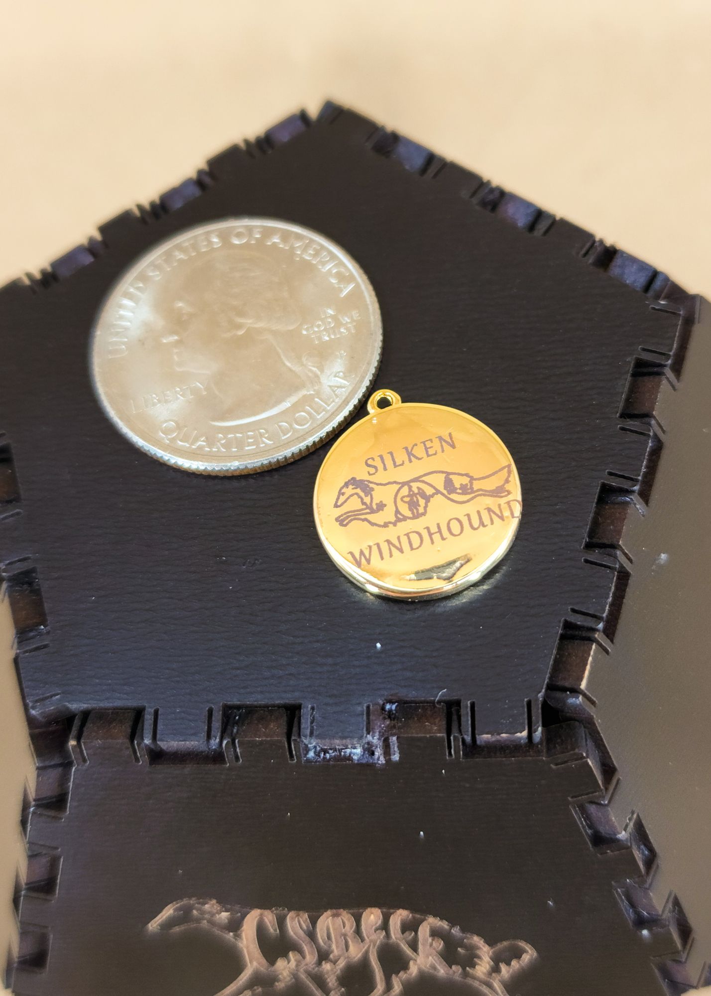 Gold Whimsical Wildflower Windhound Heart Pendant - Image 3