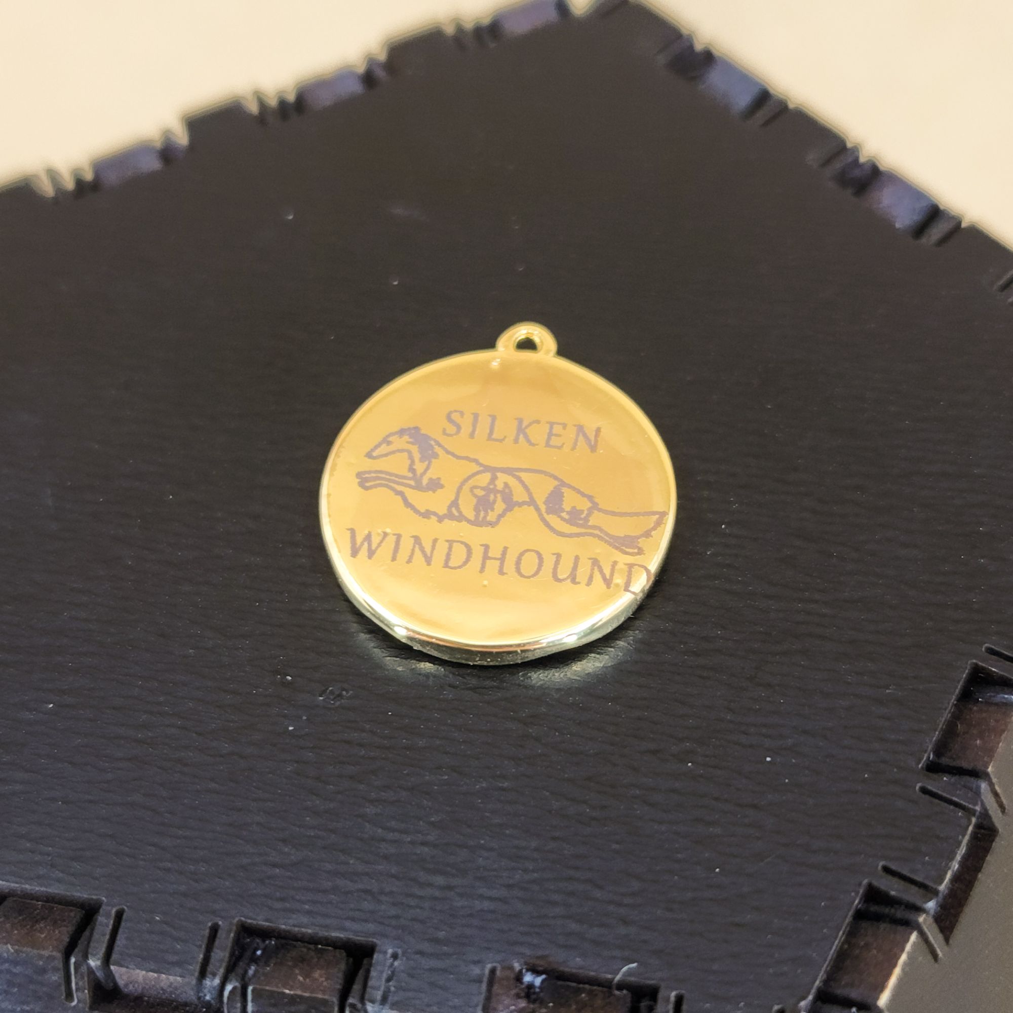 Gold Whimsical Wildflower Windhound Heart Pendant - Image 2