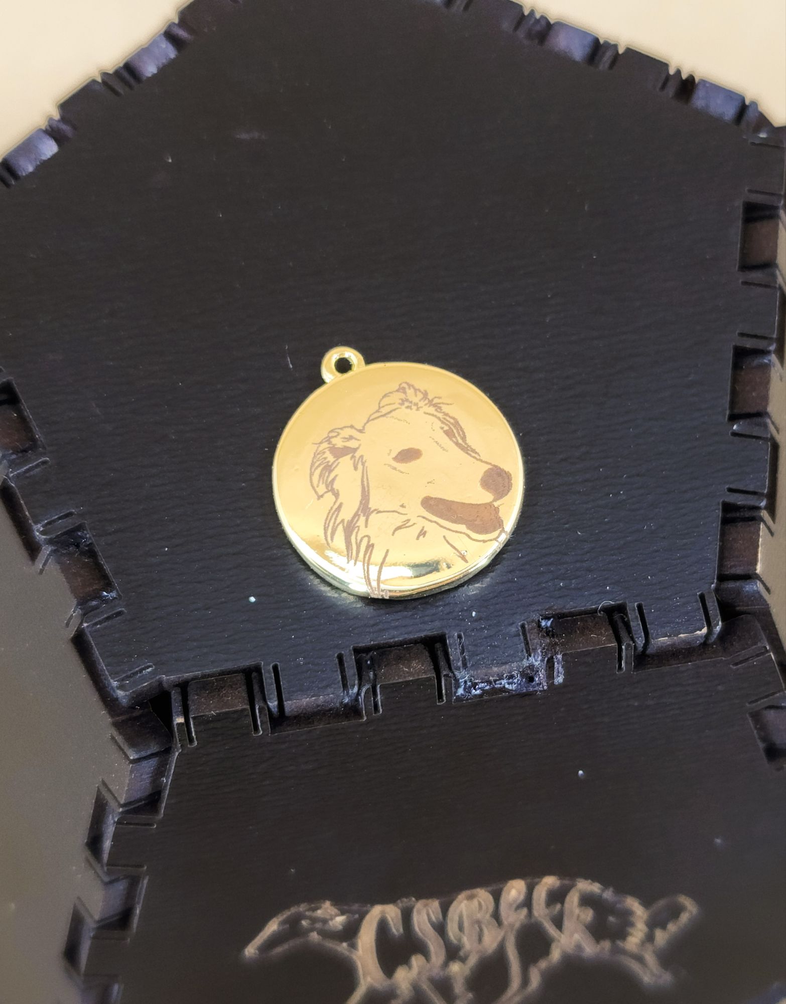 Gold Silken Windhound Heart Pendant