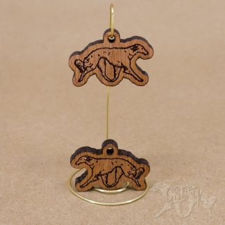 Silken Windhound Shaped Pendant Pair - MDF Core Mahogany - Small