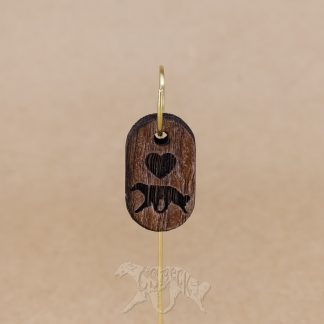 Heart Silken Windhound Oblong Pendant - Solid Leopardwood - Small