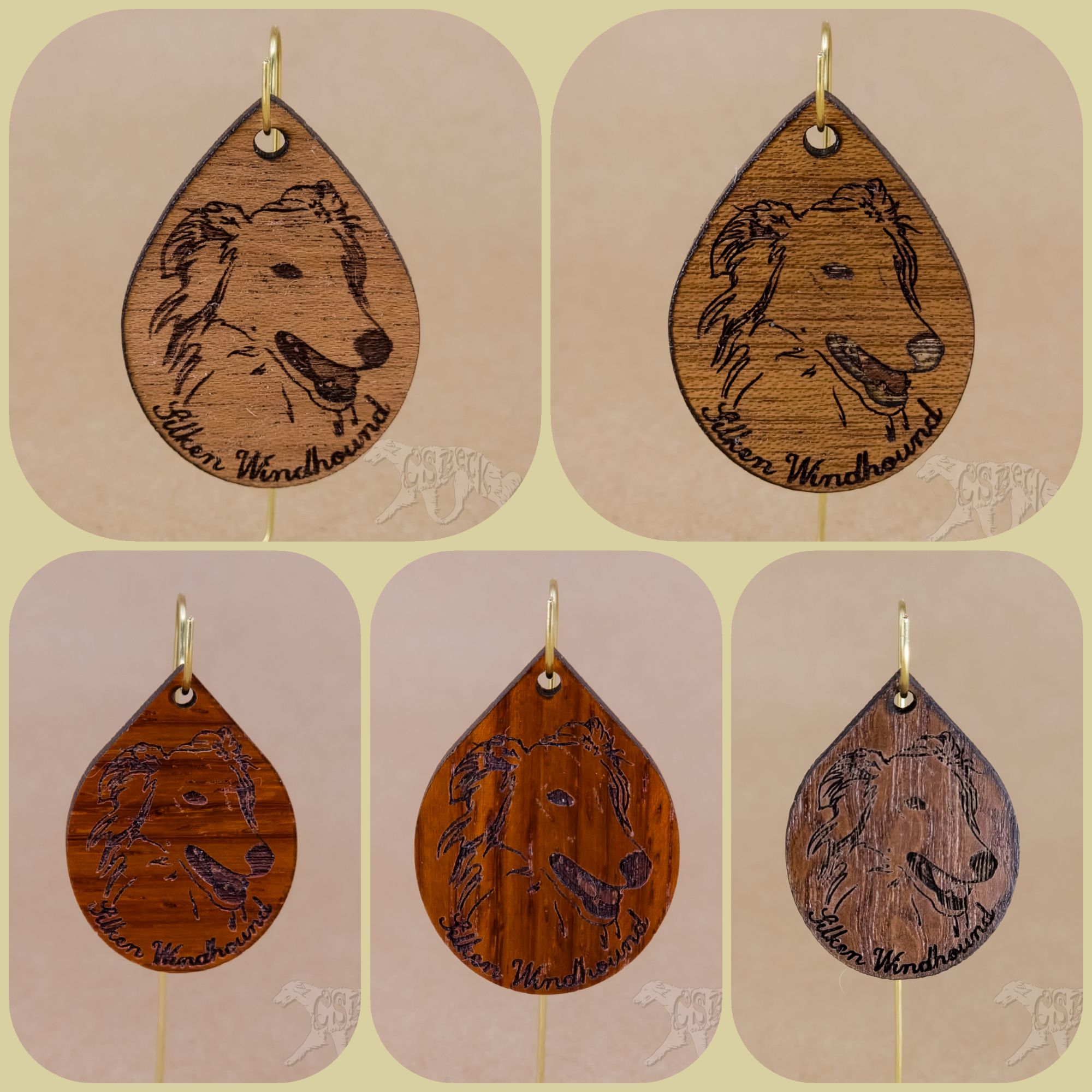 Silken Windhound Portrait Pendants & Keyrings
