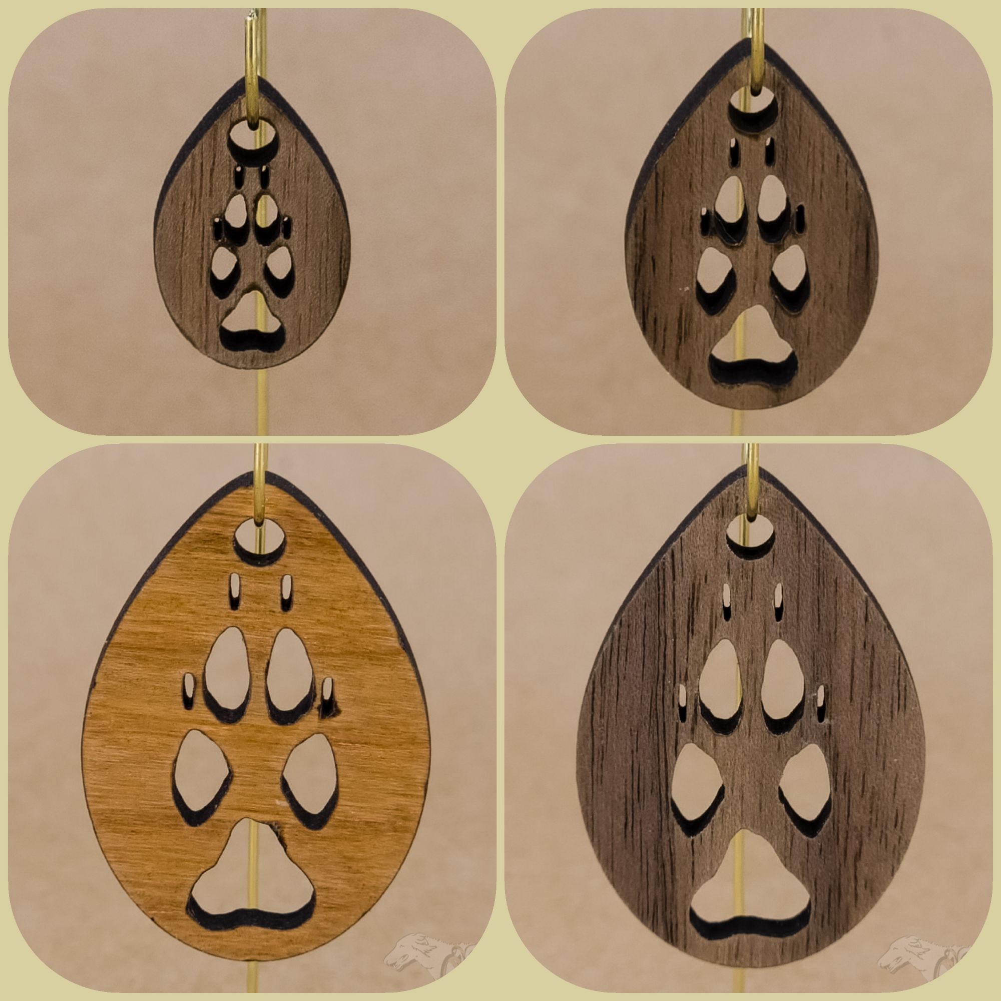 Cutout Pawprint Pendants & Keyrings
