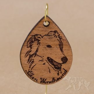 Silken Windhound Portrait Pendant - MDF Core Mahogany - Extra Large