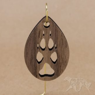 Cutout Pawprint Pendant - MDF Core Walnut - Large