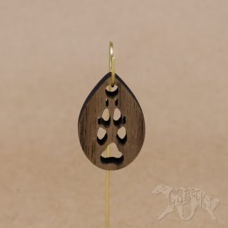 Cutout Pawprint Pendant - MDF Core Walnut - Medium