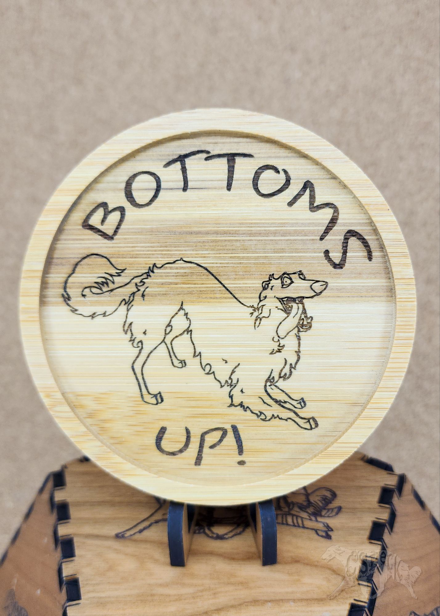 BOTTOMS UP Silly Silken Coaster Pair